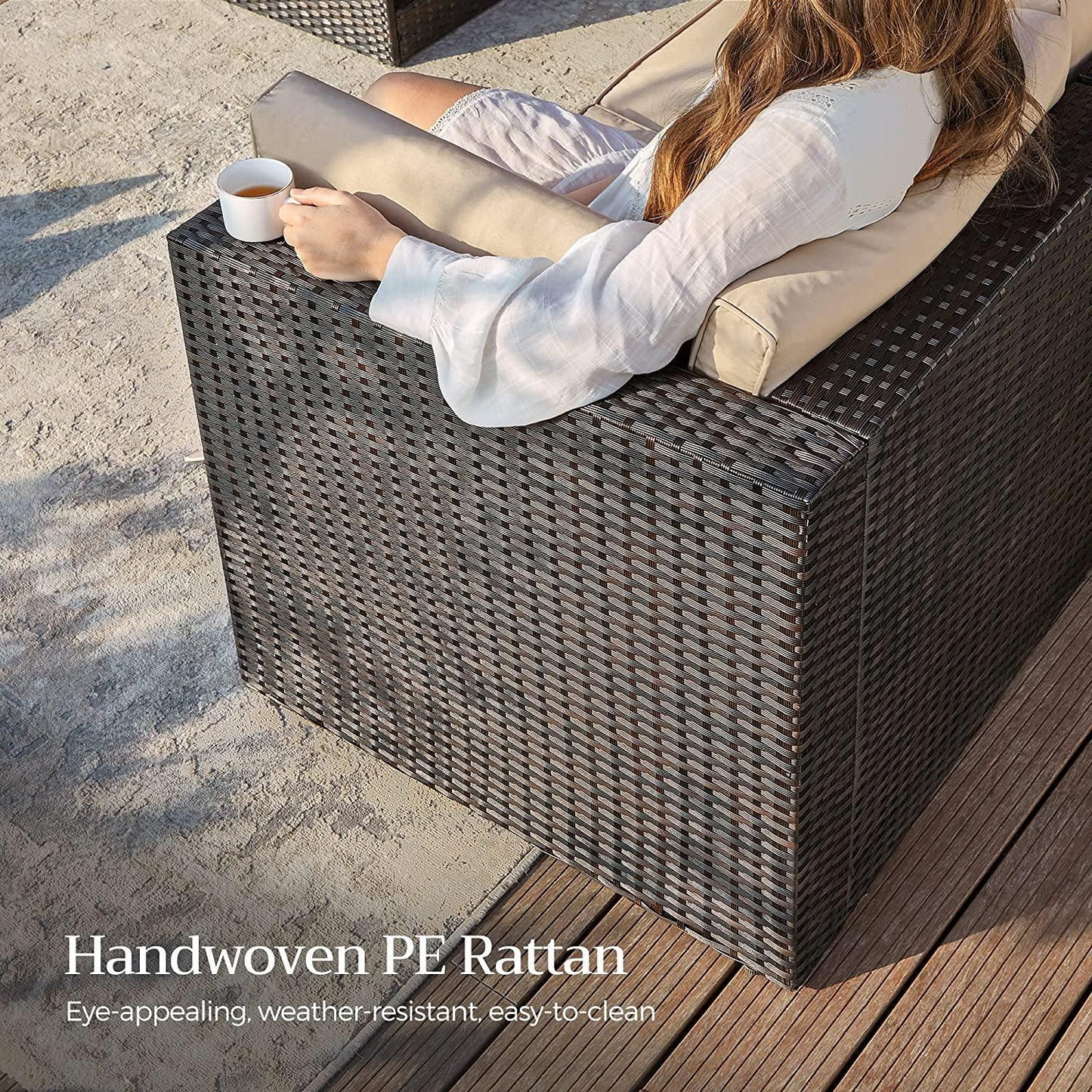 7 Pieces Patio Sofa Set, Brown FredCo