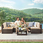 7 Pieces Patio Sofa Set, Brown FredCo