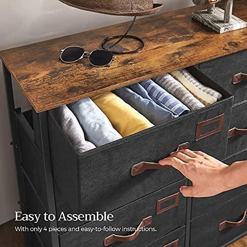8 Fabric Drawers Dresser Rustic Brown FredCo
