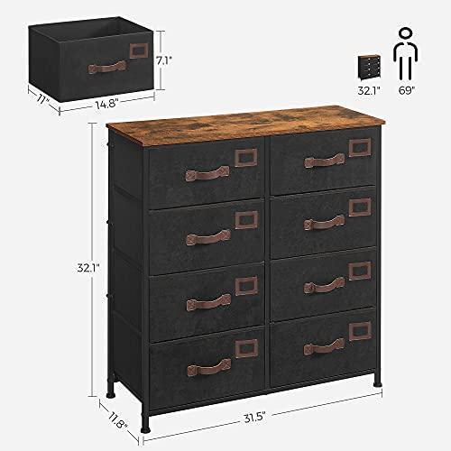 8 Fabric Drawers Dresser Rustic Brown FredCo