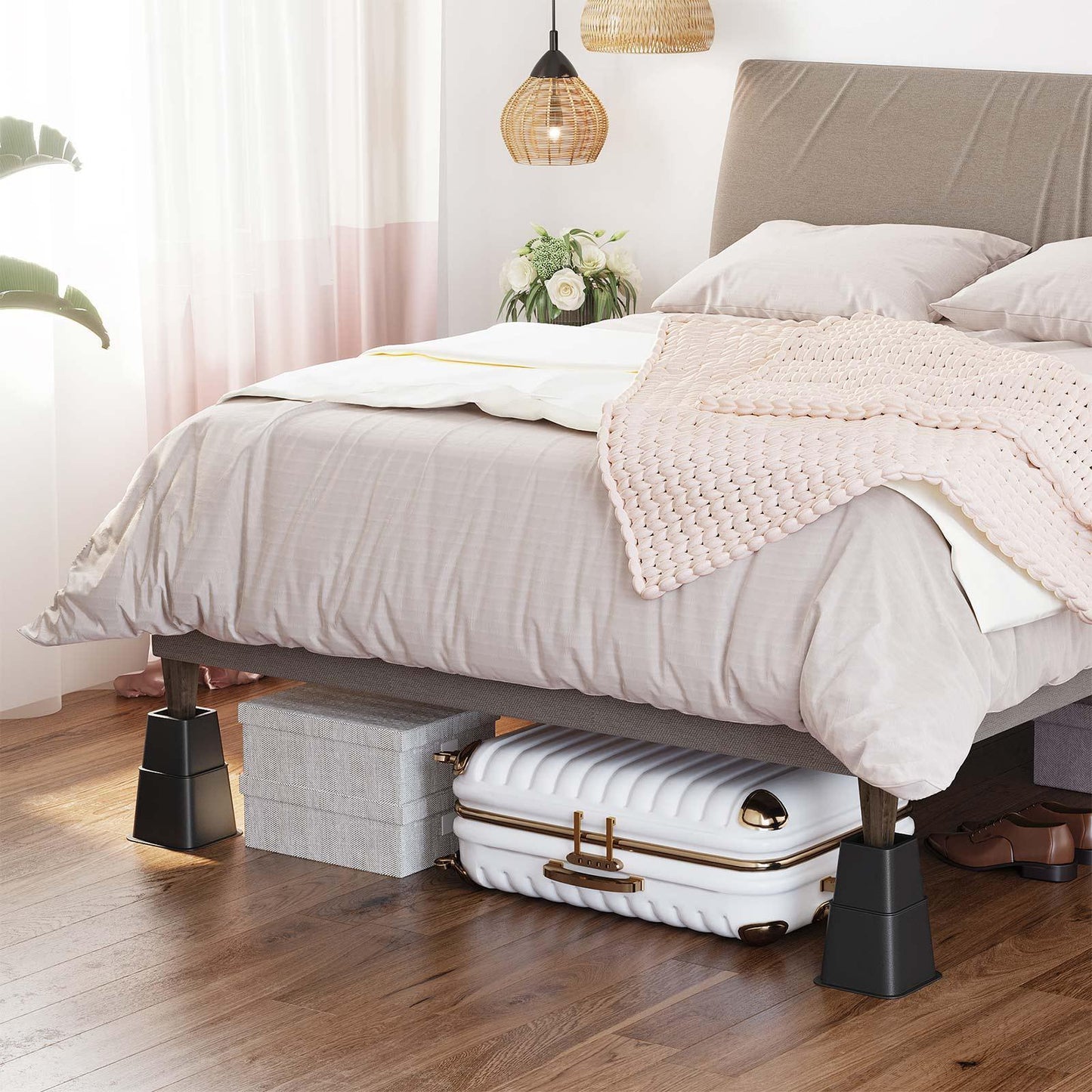 8 Pieces Black Bed Riser Set FredCo