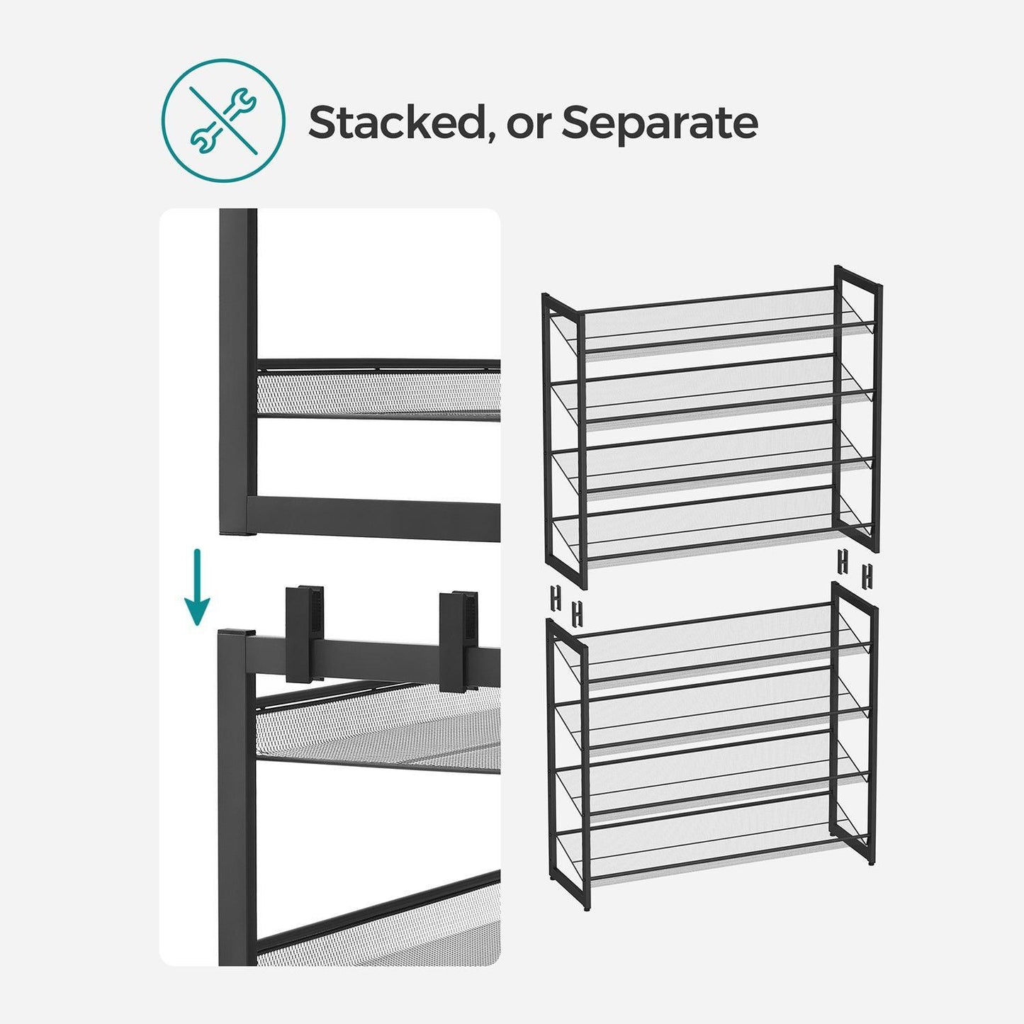 8-Tier Shoe Rack with Adjustable Flat, 32-40 pairs FredCo