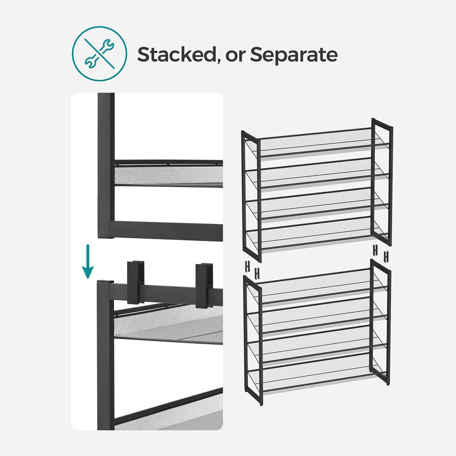 8-Tier Shoe Rack with Adjustable Flat, 32-40 pairs FredCo