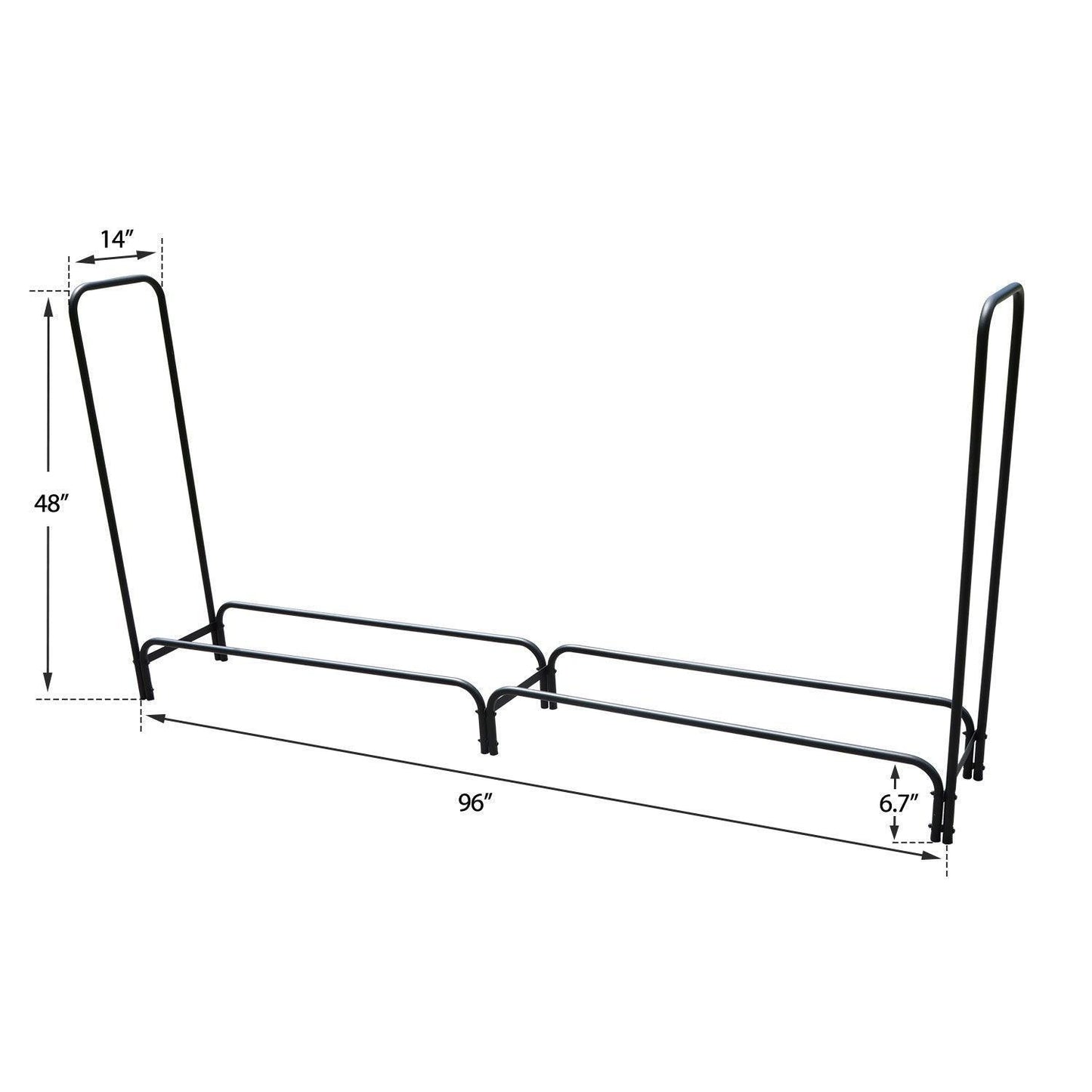 8ft Firewood Rack Heavy Duty Log Rack Indoor Outdoor Wood Rack for Firewood Metal Wood Stacker USPG-FWR001-BC-8FT FredCo