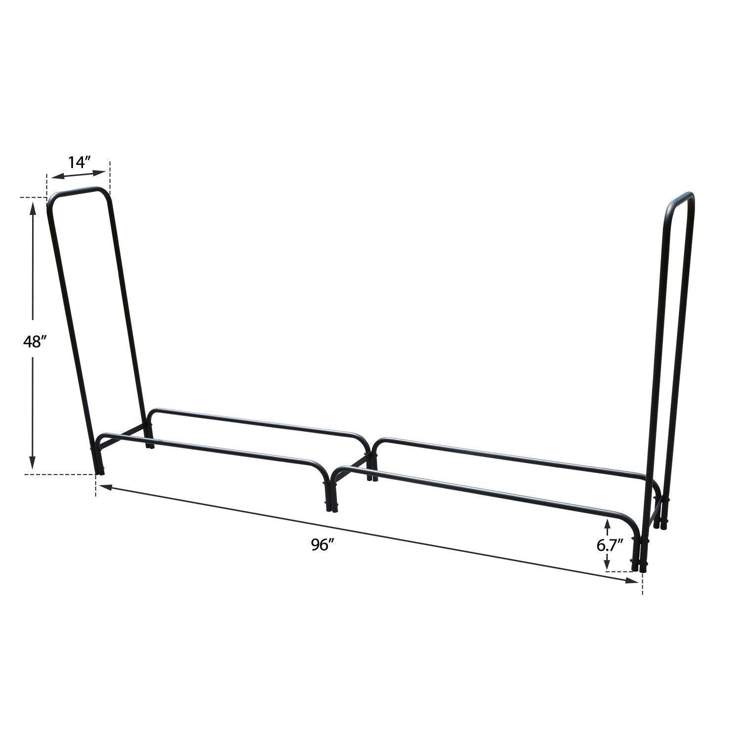 8ft Firewood Rack Heavy Duty Log Rack Indoor Outdoor Wood Rack for Firewood Metal Wood Stacker USPG-FWR001-BC-8FT FredCo