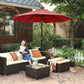 9 ft Solar Patio Red Umbrella, Lighted Outdoor Umbrella, 32 LED Lights, with Tilt and Crank Mechanism FredCo