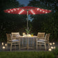 9 ft Solar Patio Red Umbrella, Lighted Outdoor Umbrella, 32 LED Lights, with Tilt and Crank Mechanism FredCo