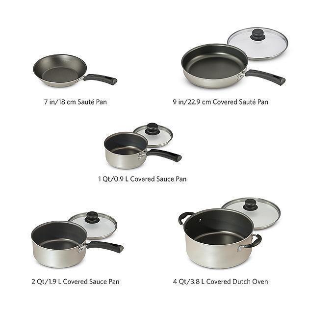 9-Piece Non-Stick Cookware Set, Champagne or Red FredCo