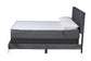 Abberton Modern and Contemporary Grey Velvet and Gold Metal Queen Size Panel Bed FredCo