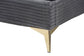 Abberton Modern and Contemporary Grey Velvet and Gold Metal Queen Size Panel Bed FredCo