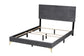 Abberton Modern and Contemporary Grey Velvet and Gold Metal Queen Size Panel Bed FredCo