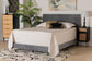 Abberton Modern and Contemporary Grey Velvet and Gold Metal Queen Size Panel Bed FredCo