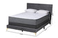 Abberton Modern and Contemporary Grey Velvet and Gold Metal Queen Size Panel Bed FredCo
