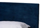 Abberton Modern and Contemporary Navy Blue Velvet and Gold Metal Queen Size Panel Bed FredCo