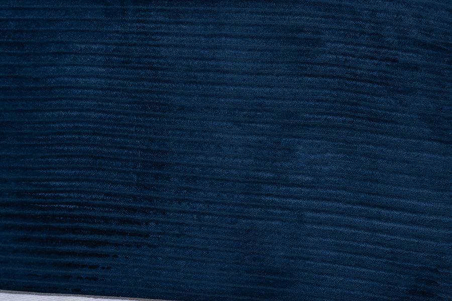Abberton Modern and Contemporary Navy Blue Velvet and Gold Metal Queen Size Panel Bed FredCo