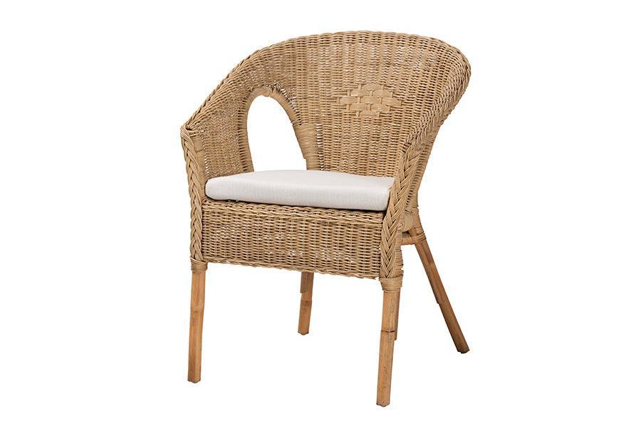 Abbey Modern Bohemian Natural Brown Antique Rattan 3-Piece Living Room Set FredCo
