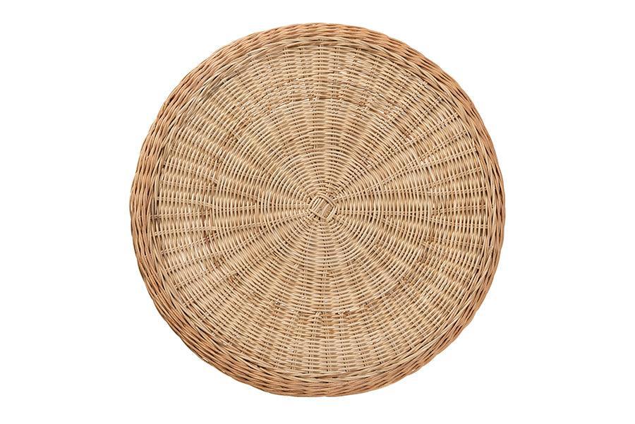 Abbey Modern Bohemian Natural Brown Antique Rattan 3-Piece Living Room Set FredCo
