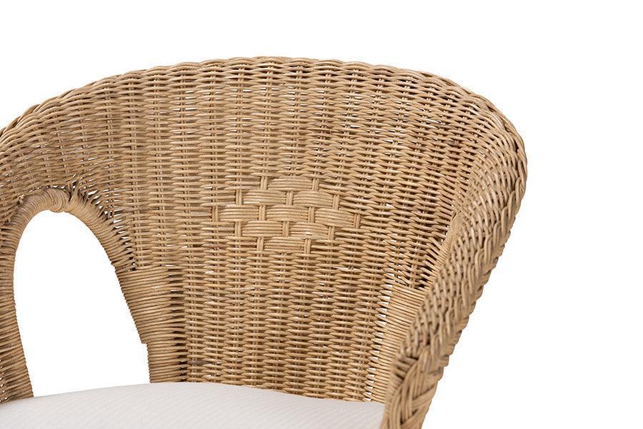 Abbey Modern Bohemian Natural Brown Antique Rattan 3-Piece Living Room Set FredCo