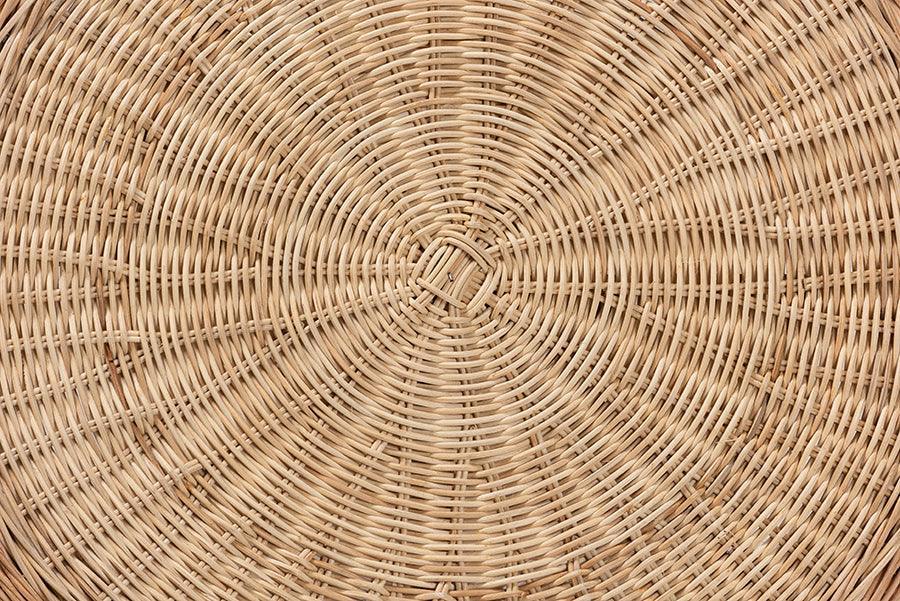 Abbey Modern Bohemian Natural Brown Antique Rattan Coffee Table FredCo