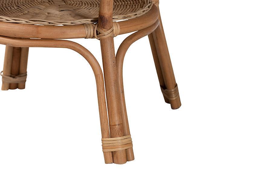 Abbey Modern Bohemian Natural Brown Antique Rattan Coffee Table FredCo
