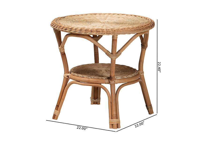 Abbey Modern Bohemian Natural Brown Antique Rattan Coffee Table FredCo