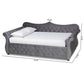 Abbie Traditional and Transitional Grey Velvet Fabric Upholstered and Crystal Tufted Queen Size Daybed FredCo