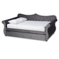 Abbie Traditional and Transitional Grey Velvet Fabric Upholstered and Crystal Tufted Queen Size Daybed with Trundle FredCo