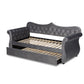 Abbie Traditional and Transitional Grey Velvet Fabric Upholstered and Crystal Tufted Twin Size Daybed with Trundle FredCo