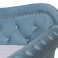 Abbie Traditional and Transitional Light Blue Velvet Fabric Upholstered and Crystal Tufted Queen Size Daybed FredCo