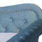 Abbie Traditional and Transitional Light Blue Velvet Fabric Upholstered and Crystal Tufted Queen Size Daybed with Trundle FredCo