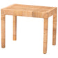 Abelia Modern Bohemian Natural Rattan and Mahogany Wood Short Accent Bench FredCo