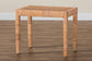 Abelia Modern Bohemian Natural Rattan and Mahogany Wood Short Accent Bench FredCo