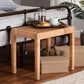 Abelia Modern Bohemian Natural Rattan and Mahogany Wood Short Accent Bench FredCo
