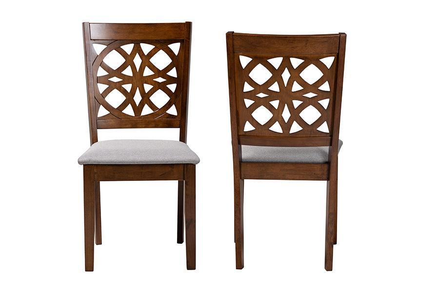 Abigail Modern Grey Fabric and Walnut Brown Finished Wood 2-Piece Dining Chair Set FredCo