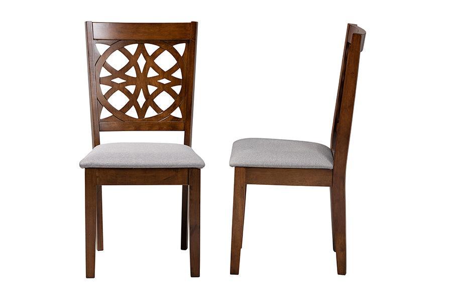 Abigail Modern Grey Fabric and Walnut Brown Finished Wood 2-Piece Dining Chair Set FredCo