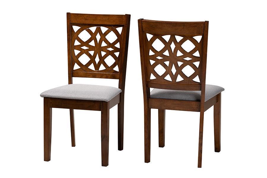 Abigail Modern Grey Fabric and Walnut Brown Finished Wood 2-Piece Dining Chair Set FredCo