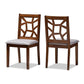 Abilene Mid-Century Grey Fabric Upholstered and Walnut Brown Finished Dining Chair Set FredCo