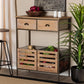 Abram Modern Farmhouse Industrial Oak Brown Finished Wood and Black Metal 2-Drawer Multipurpose Kitchen Storage Cabinet FredCo