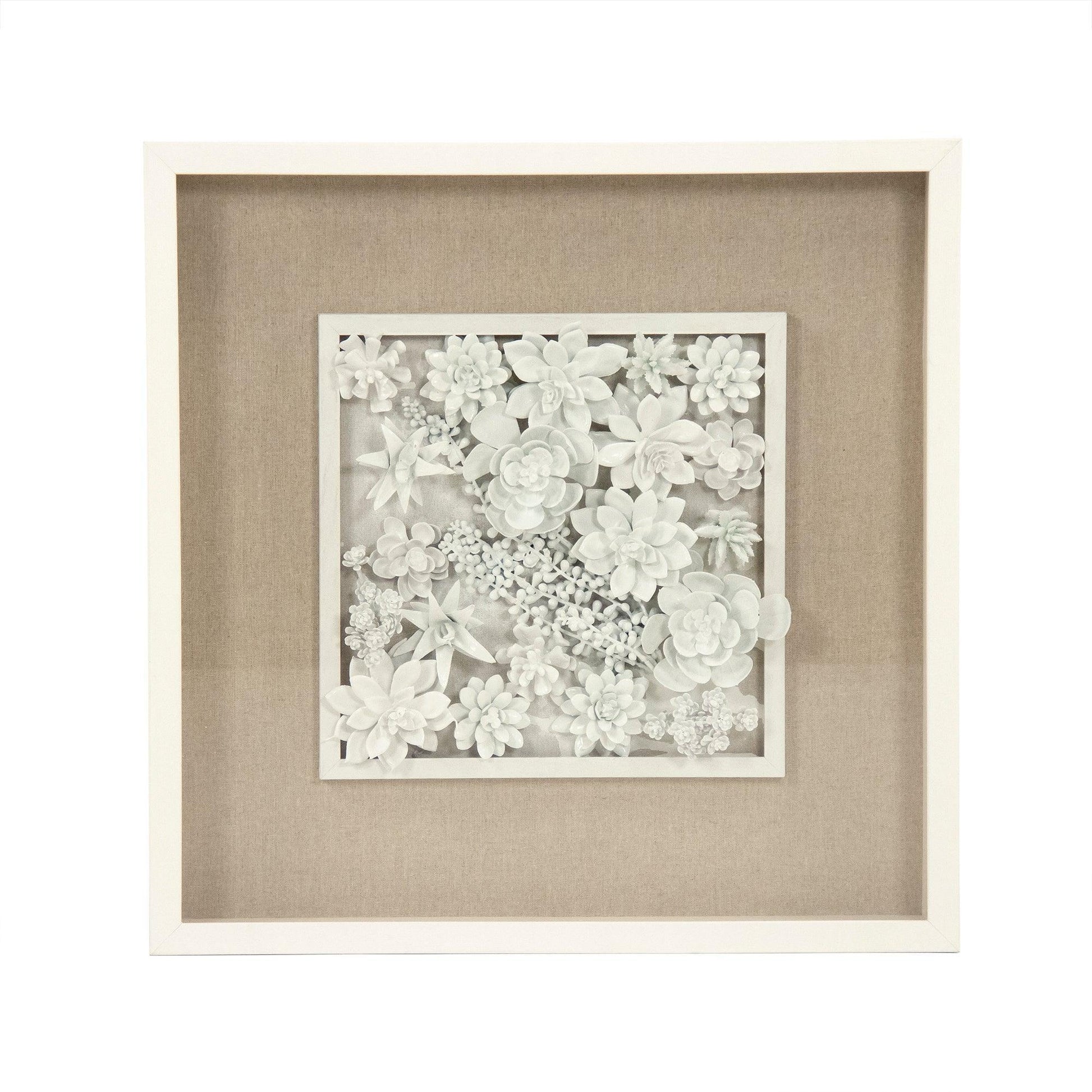 Abstract Ceramic Botanical Succulents Wall Art, W23.5 x H23.5 x D2.5 FredCo