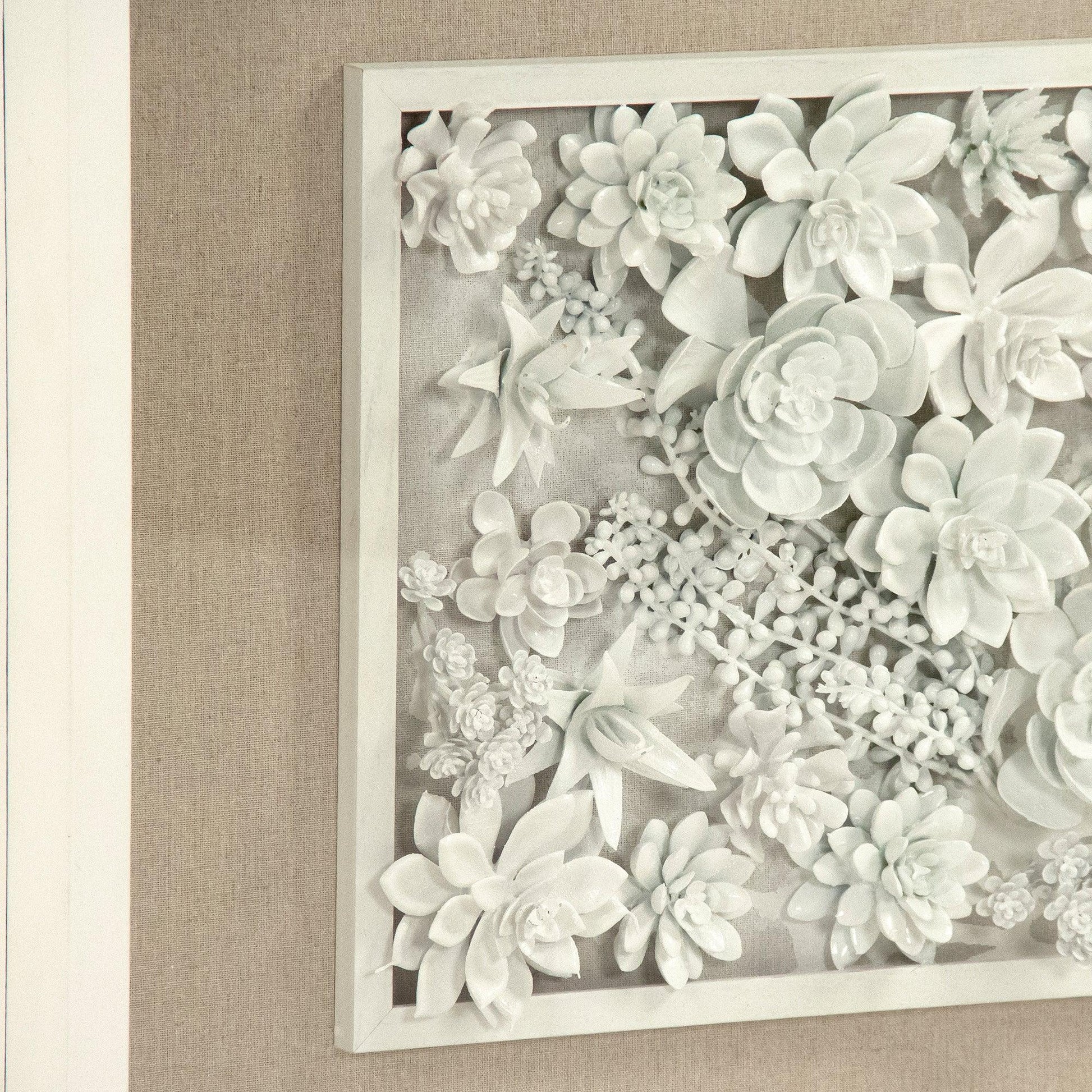 Abstract Ceramic Botanical Succulents Wall Art, W23.5 x H23.5 x D2.5 FredCo