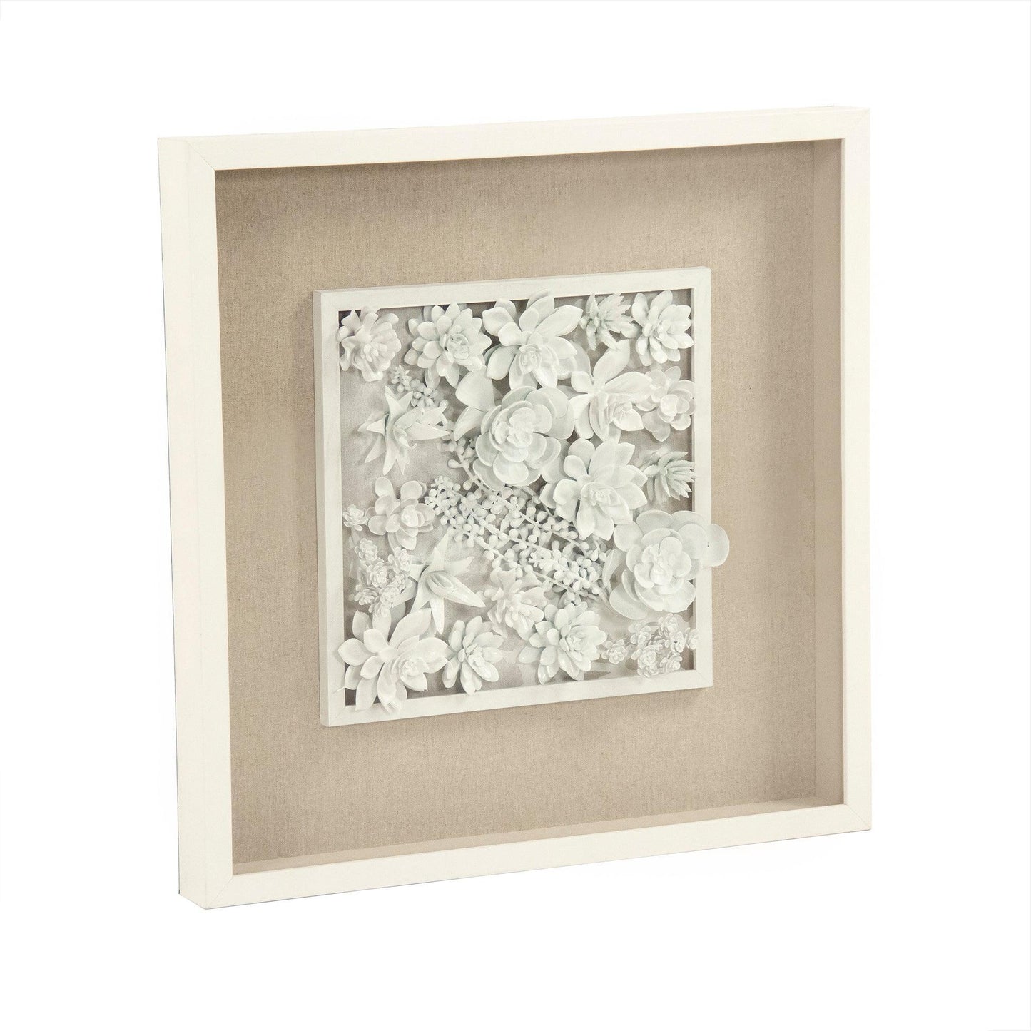Abstract Ceramic Botanical Succulents Wall Art, W23.5 x H23.5 x D2.5 FredCo