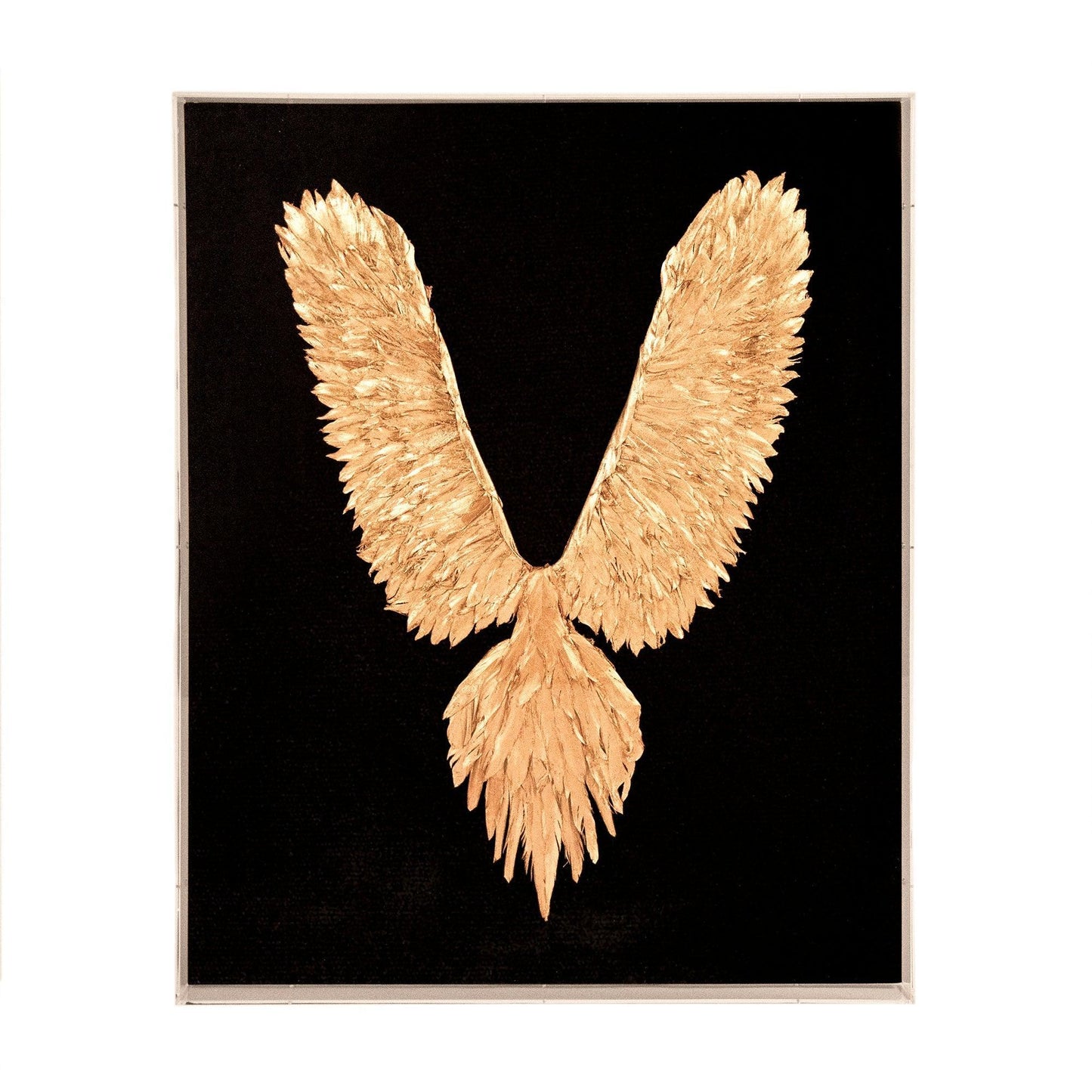 Abstract Gold Leaf Feather Bird Wall Art 31” FredCo