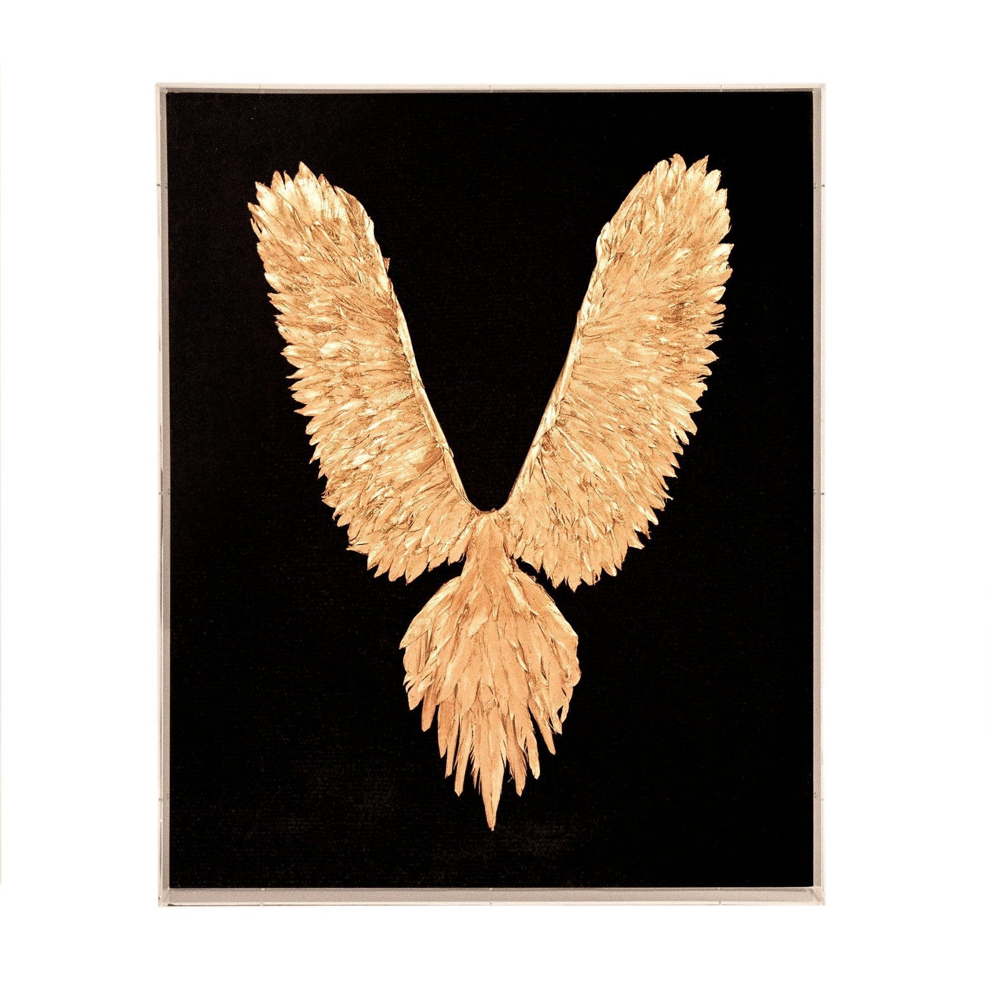 Abstract Gold Leaf Feather Bird Wall Art 31” FredCo