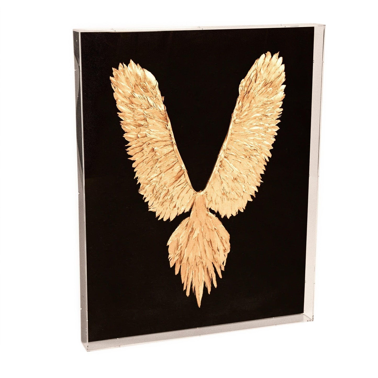 Abstract Gold Leaf Feather Bird Wall Art 31” FredCo