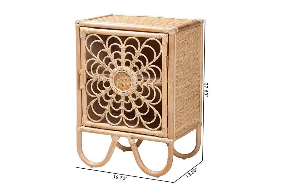 Acelin Modern Bohemian Natural Brown Rattan Nightstand FredCo