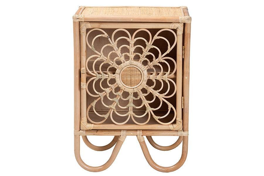 Acelin Modern Bohemian Natural Brown Rattan Nightstand FredCo