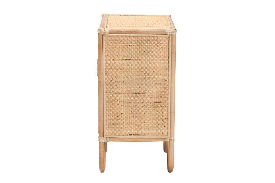 Acelin Modern Bohemian Natural Brown Rattan Nightstand FredCo