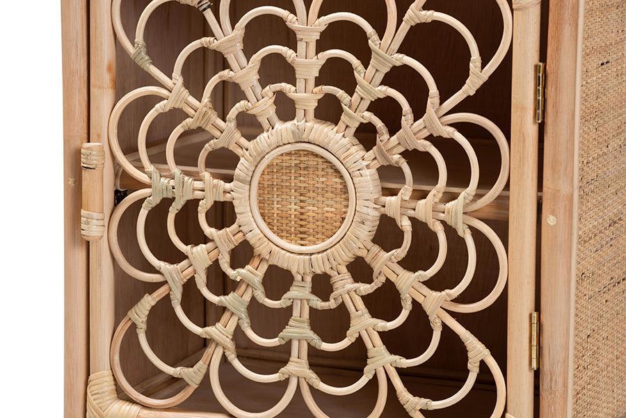 Acelin Modern Bohemian Natural Brown Rattan Nightstand FredCo