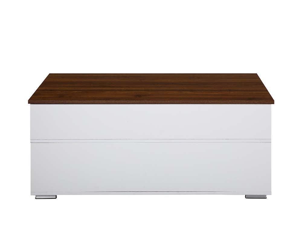 ACME Aafje Coffee Table w/Lift Top, White & Walnut Finish FredCo