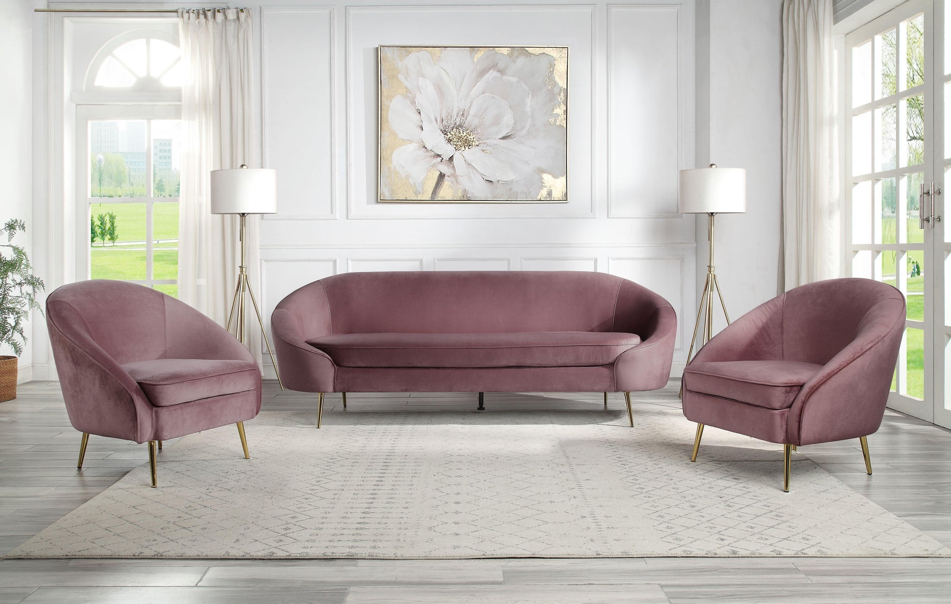 ACME Abey Chair, Pink Velvet FredCo